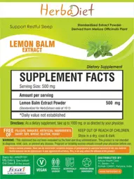 Label for Lemon Balm Extract Powder