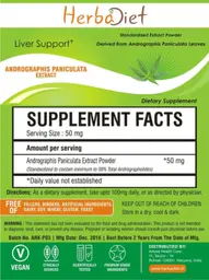 Label for Andrographis Paniculata Extract Powder 50 mg