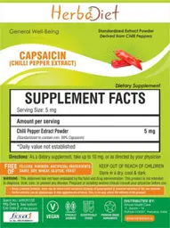 Label for Capsaicin (Chilli Pepper Extract) Powder
