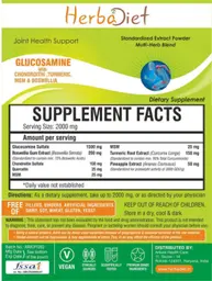 Label for Glucosamine with Chondroitin, Turmeric, MSM & Boswellia Powder