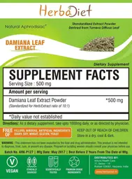 Label for Damiana Leaf Extract Powder