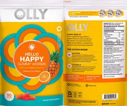 Label for Hello Happy Gummy Worms Tropical Zing