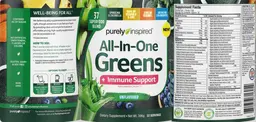 Label for All-In-One Greens + Immune Support Unflavored