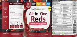 Label for All-In-One Reds + Immune Support Natural Berry Flavor