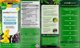 Label for Probiotic+Cleanse with Vitamin C & Glucomannan
