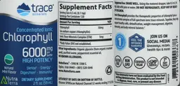 Label for Concentrated Ionic Chlorophyll 6000 mg Natural Mint Flavor