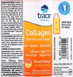 Label for Collagen Effervescent Tablets Peach Mango
