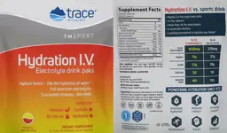 Label for TMSport Hydration I.V. Electrolyte Drink Paks Raspberry Lemonade Flavor