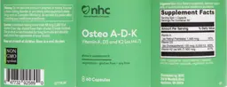 Label for Osteo A-D-K Vitamin A,D3 and K2 (as MK-7)