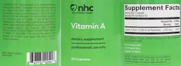 Label for Vitamin A