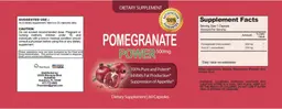 Label for Pomegranate Power 500 mg