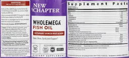 Label for Wholemega Fish Oil, 180 softgels