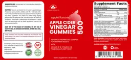 Label for Apple Cider Vinegar Gummies 500 Apple Flavored