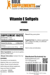 Label for Vitamin E Softgels (400 IU)