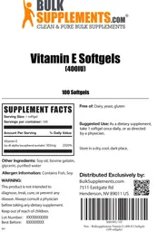 Label for Vitamin E Softgels (400 IU)