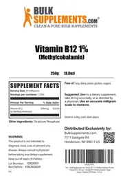 Label for Vitamin B12 1% (Methylcobalamin)