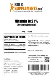 Label for Vitamin B12 1% (Methylcobalamin)