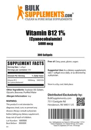 Label for Vitamin B12 1% (Cyanocobalamin) 5000 mcg
