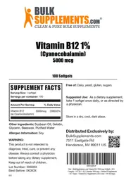Label for Vitamin B12 1% (Cyanocobalamin) 5000 mcg