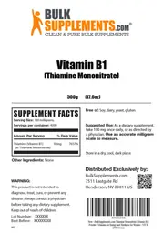 Label for Vitamin B1 (Thiamine Mononitrate)