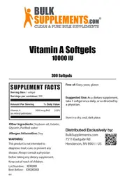 Label for Vitamin A Softgels 10000 IU