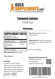 Label for Turmeric Extract (1000 mg)