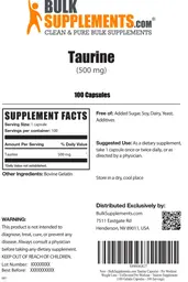 Label for Taurine (500 mg)