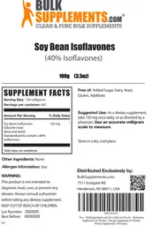 Label for Soy Bean Isoflavones (40% Isoflavones)