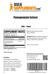 Label for Pomegranate Extract