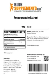 Label for Pomegranate Extract