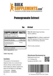 Label for Pomegranate Extract