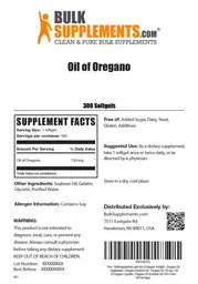 Label for Oil of Oregano