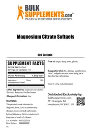 Label for Magnesium Citrate Softgels