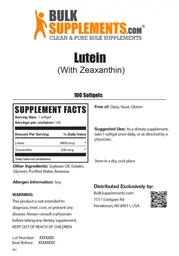 Label for Lutein (with Zeaxanthin)