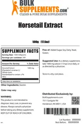Label for Horsetail Extract