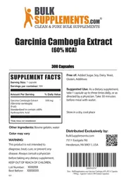 Label for Garcinia Cambogia Extract (60% HCA)