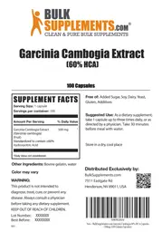 Label for Garcinia Cambogia Extract (60% HCA)