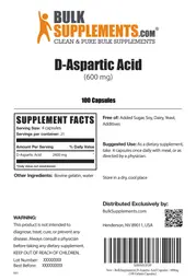 Label for D-Aspartic Acid (600 mg)