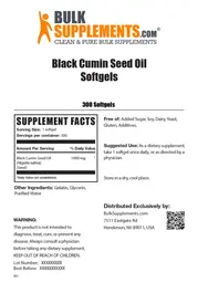 Label for Black Cumin Seed Oil Softgels