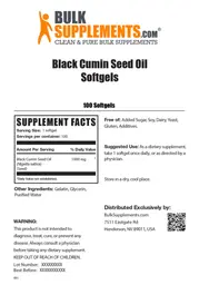 Label for Black Cumin Seed Oil Softgels