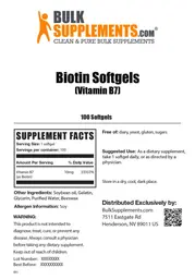 Label for Biotin Softgels (Vitamin B7)