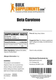 Label for Beta Carotene