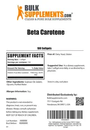 Label for Beta Carotene
