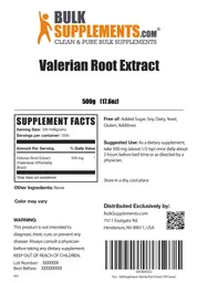Label for Valerian Root Extract