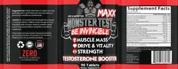 Label for MAXX Monster Test Be Invincible Testosterone Booster