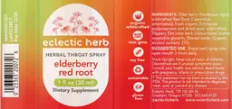 Label for Elderberry Red Root Throat Spray