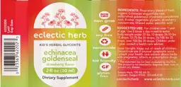 Label for Kids Echinacea Goldenseal Strawberry Flavor