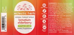 Label for Lomatium Elderberry Throat Spray