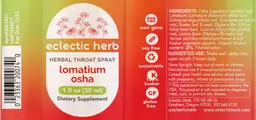Label for Lomatium Osha Throat Spray