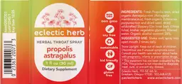 Label for Propolis Astragalus Throat Spray